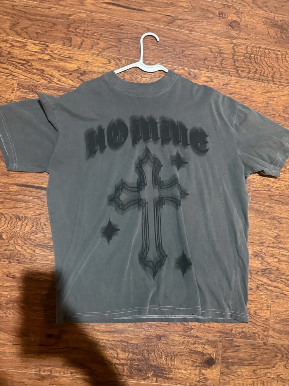 Graphic Cross T-Shirt in Faded Charcoal